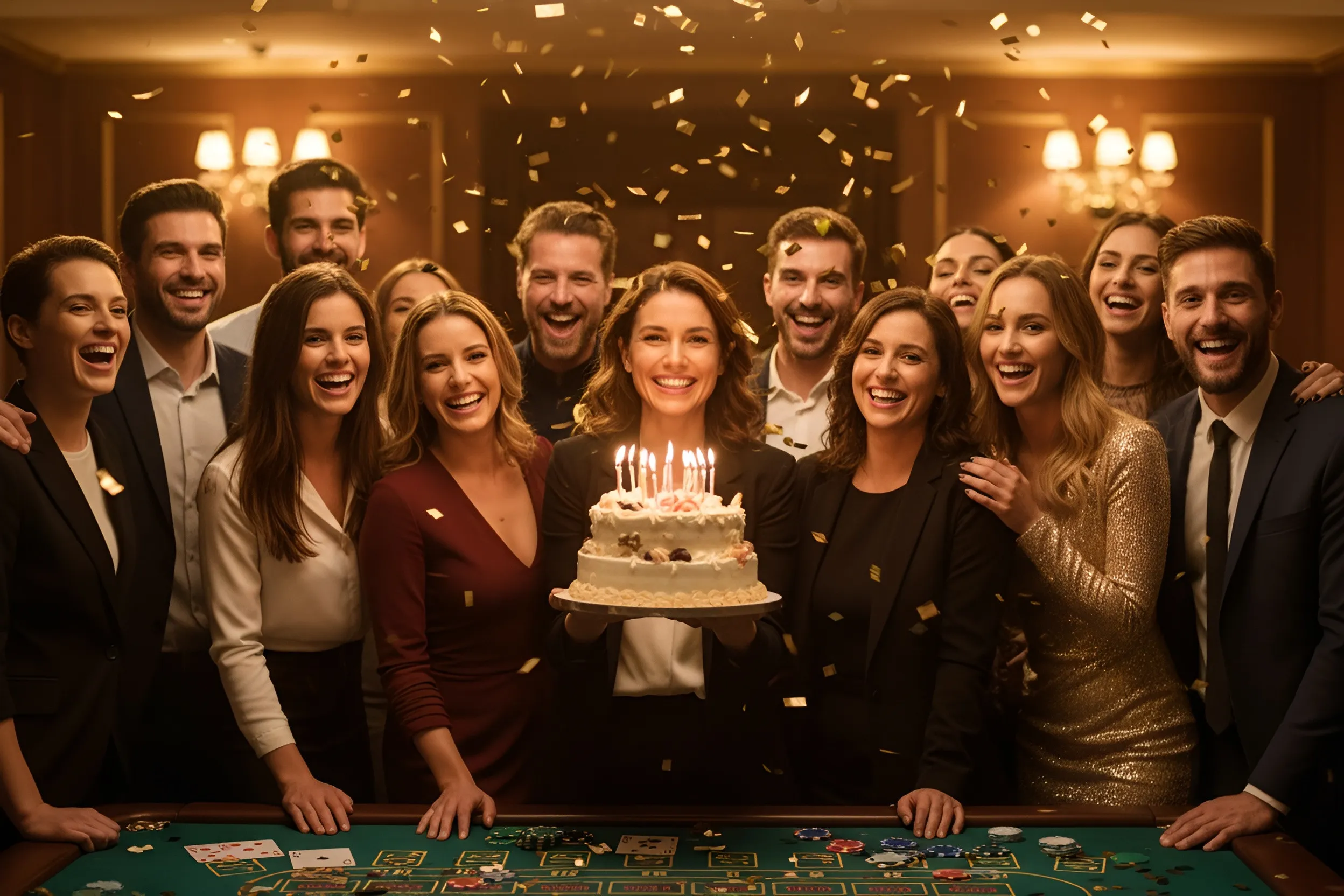 Private birthday casino party setup